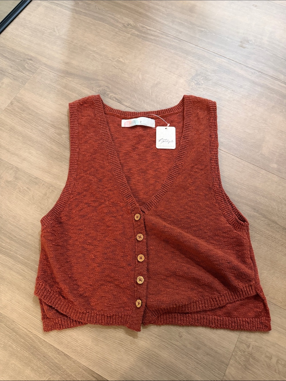 Free People Rust Button-Front Knit Tank